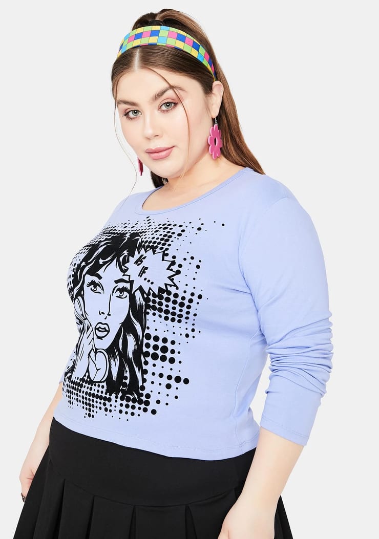 Picture Of Plus Size Delias As If Pop Art Comic Graphic Tee Blue Dolls Kill 